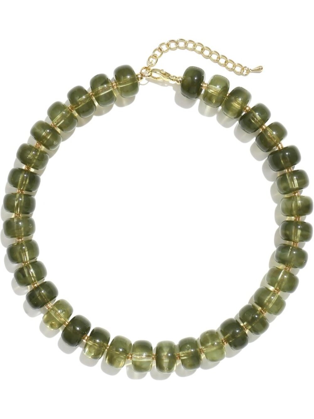 Women's Olive Green Chunky Acrylic Beaded Choker Statement Trendy Jewelry Gift